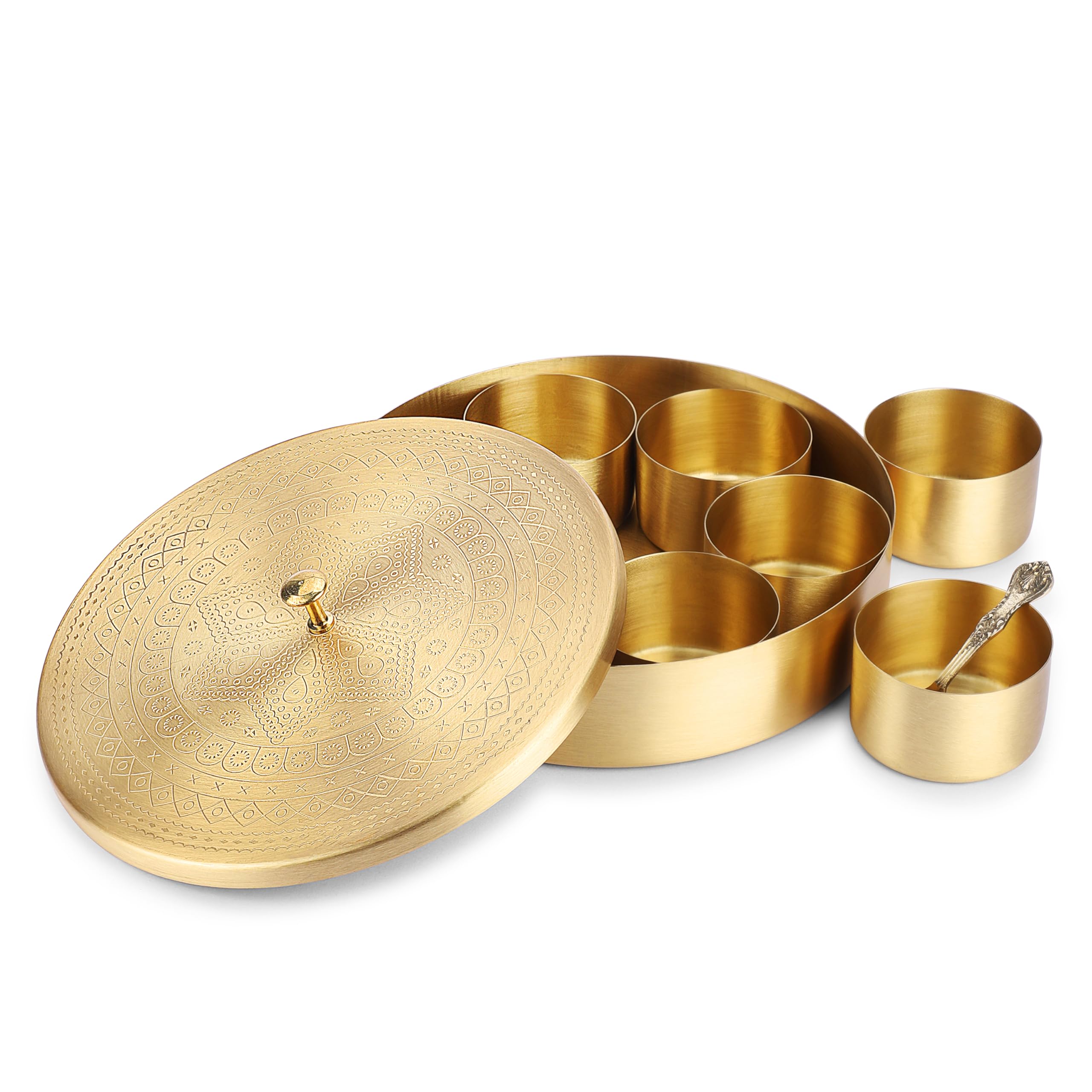 Amazon.com: Ajuny Handcrafted Brass Round Spice Box Golden with